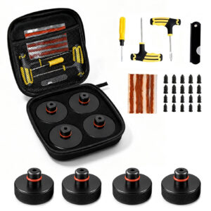Jack Pad Compatible with Tesla Model Y/3/S/X 2016-2026, 4 PCS Rubber Jack Lifting Pucks with Storage Case, Vehicle Lift Accessories Equipped with Tire Repair Tools Set