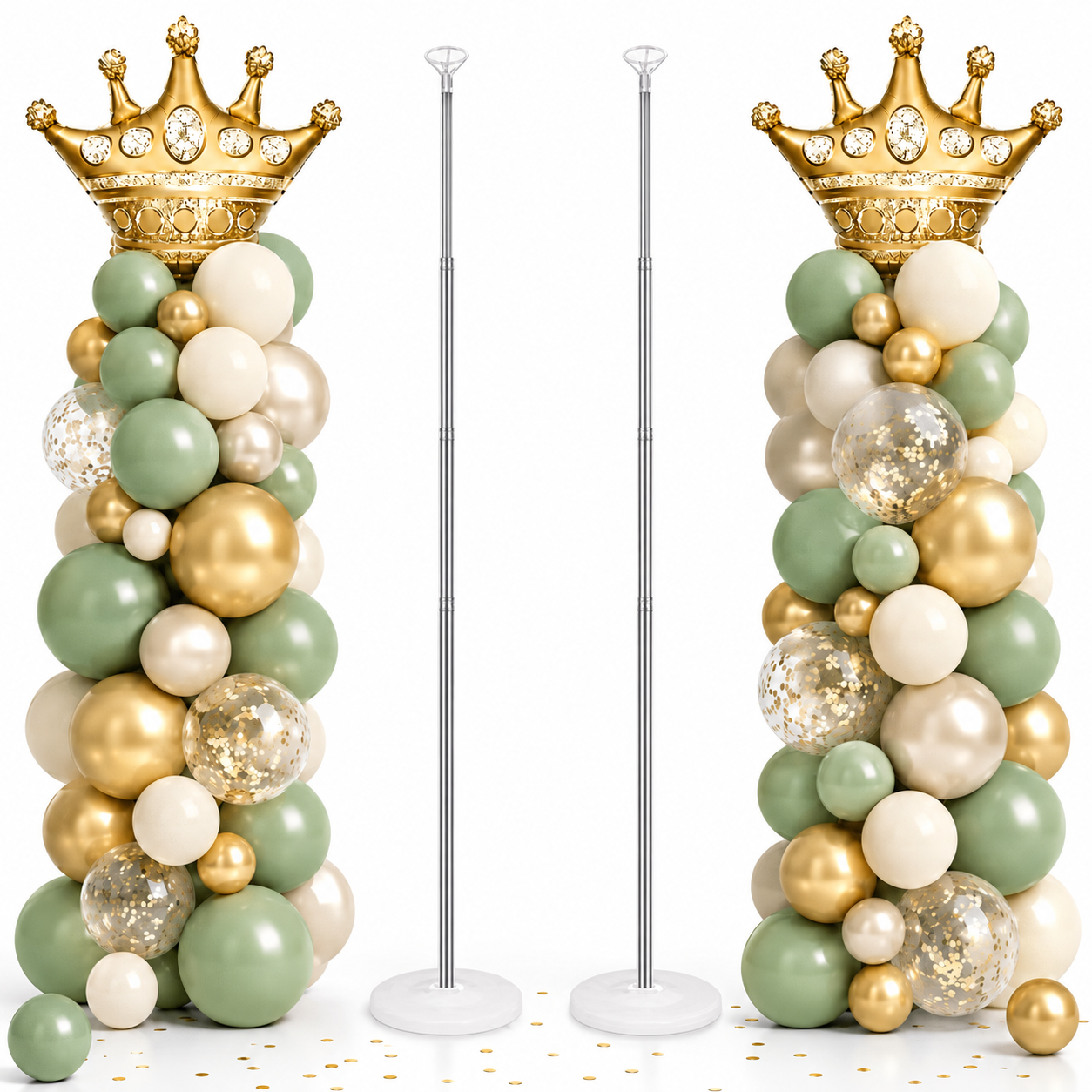 Balloon Column Stand,Balloon Stand Kit Set of 2, Adjustable Balloon Column Stand (1.2ft to 6.5ft), Metal Balloon Stand Kit for Floor & Table, Balloon Tower for Graduation Party Decorations